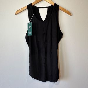 Size S  -  NWT Halara asymmetric hem casual Black Tank Tops